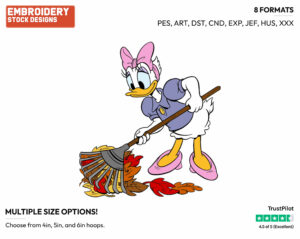 Raking Leaves - Disney's Daisy Duck - Embroidery Design in 3 sizes & 8 formats