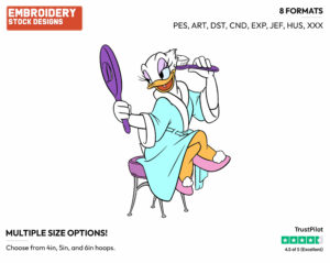 Daisy Brushing Her Hair - Disney's Daisy Duck - Embroidery Design in 3 sizes & 8 formats