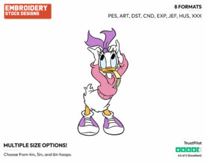 Young Daisy Fixing Bow - Disney's Daisy Duck - Embroidery Design in 3 sizes & 8 formats