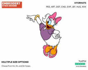 Daisy Wearing Ponytail - Disney's Daisy Duck - Embroidery Design in 3 sizes & 8 formats