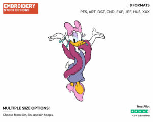 All Dressed Up - Disney's Daisy Duck - Embroidery Design in 3 sizes & 8 formats