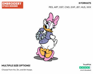 Daisy Wearing Diamond Necklace - Disney's Daisy Duck - Embroidery Design in 3 sizes & 8 formats