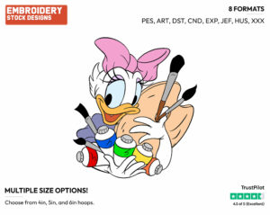Painter Daisy Duck - Disney's Daisy Duck - Embroidery Design in 3 sizes & 8 formats
