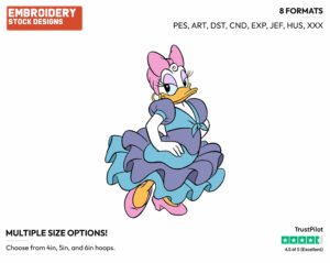In Colorful Dress - Disney's Daisy Duck - Embroidery Design in 3 sizes & 8 formats