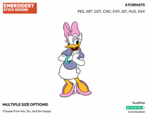 Daisy With Clasped Hands - Disney's Daisy Duck - Embroidery Design in 3 sizes & 8 formats