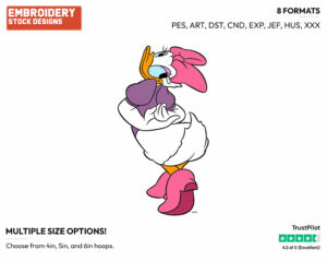 Daisy Back View - Disney's Daisy Duck - Embroidery Design in 3 sizes & 8 formats