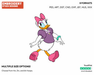 Daisy On A Walk - Disney's Daisy Duck - Embroidery Design in 3 sizes & 8 formats
