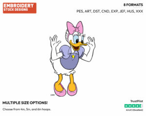 Surprised Daisy - Disney's Daisy Duck - Embroidery Design in 3 sizes & 8 formats