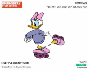Roller Skating - Disney's Daisy Duck - Embroidery Design in 3 sizes & 8 formats