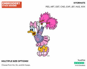Cheerleader Daisy Duck - Disney's Daisy Duck - Embroidery Design in 3 sizes & 8 formats