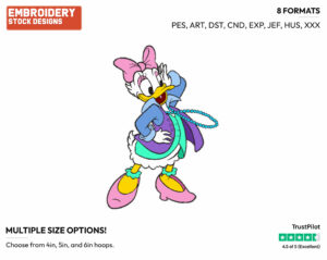 Wearing Pearls - Disney's Daisy Duck - Embroidery Design in 3 sizes & 8 formats