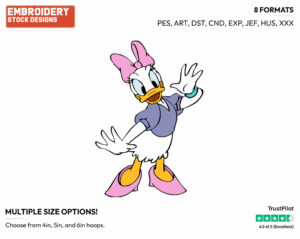 Daisy Waving - Disney's Daisy Duck - Embroidery Design in 3 sizes & 8 formats