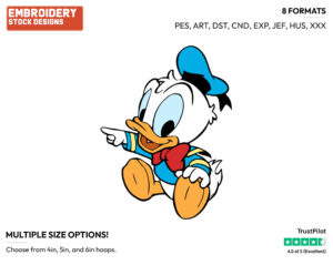 Baby Donald Pointing - Disney Babies - Embroidery Design in 3 sizes & 8 formats
