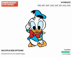 Baby Donald Saluting - Disney Babies - Embroidery Design in 3 sizes & 8 formats