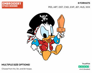 Baby Donald Dressed As A Pirate - Disney Babies - Embroidery Design in 3 sizes & 8 formats