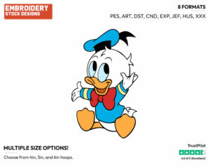 Cheerful Baby Donald - Disney Babies - Embroidery Design in 3 sizes & 8 formats