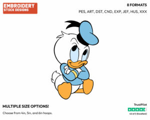 Baby Donald Sitting With His Arms Crossed - Disney Babies - Embroidery Design in 3 sizes & 8 formats