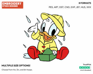 Baby Donald In The Rain - Disney Babies - Embroidery Design in 3 sizes & 8 formats