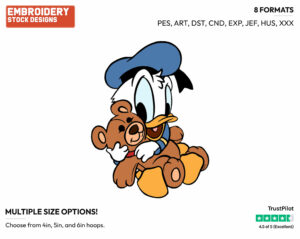 Baby Donald, Teddy Bear - Disney Babies - Embroidery Design in 3 sizes & 8 formats