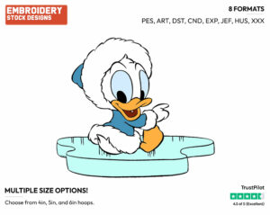 Baby Donald Sitting On Ice - Disney Babies - Embroidery Design in 3 sizes & 8 formats