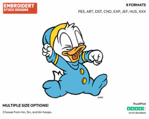 Baby Donald Yawning - Disney Babies - Embroidery Design in 3 sizes & 8 formats