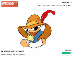 Baby Donald Wearing Oversized Hat - Disney Babies - Embroidery Design in 3 sizes & 8 formats