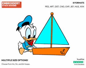 Baby Donald, Toy Boat - Disney Babies - Embroidery Design in 3 sizes & 8 formats