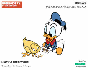 Baby Donald Feeding A Chick - Disney Babies - Embroidery Design in 3 sizes & 8 formats