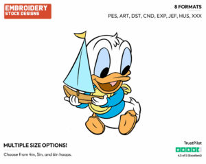 Baby Donald Playing With Toy Boat - Disney Babies - Embroidery Design in 3 sizes & 8 formats