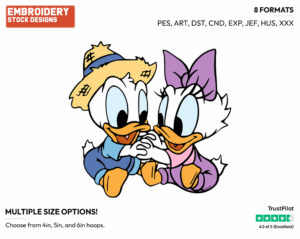 Baby Donald And Daisy On A Farm - Disney Babies - Embroidery Design in 3 sizes & 8 formats