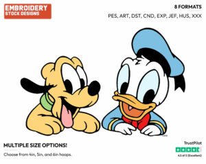 Baby Donald, Baby Pluto - Disney Babies - Embroidery Design in 3 sizes & 8 formats