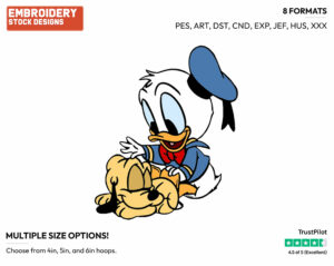 Baby Donald Petting Pluto - Disney Babies - Embroidery Design in 3 sizes & 8 formats