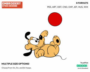 Baby Pluto Playing With Ball - Disney Babies - Embroidery Design in 3 sizes & 8 formats