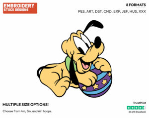 Baby Pluto Playing With Ball - Disney Babies - Embroidery Design in 3 sizes & 8 formats