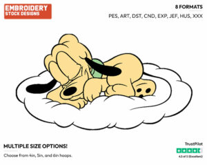 Baby Pluto Sleeping On Cloud - Disney Babies - Embroidery Design in 3 sizes & 8 formats