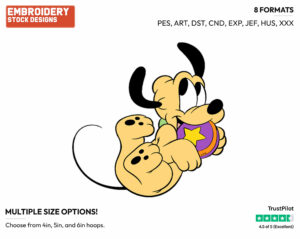 Baby Pluto Playing With Ball - Disney Babies - Embroidery Design in 3 sizes & 8 formats