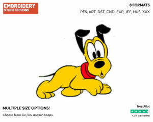 Curious Baby Pluto - Disney Babies - Embroidery Design in 3 sizes & 8 formats