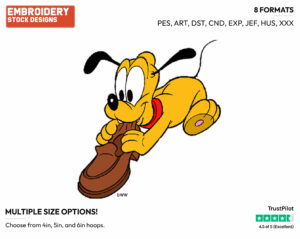 Baby Pluto Chewing On Shoe - Disney Babies - Embroidery Design in 3 sizes & 8 formats