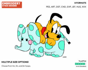 Baby Pluto, Stuffed Elephant - Disney Babies - Embroidery Design in 3 sizes & 8 formats