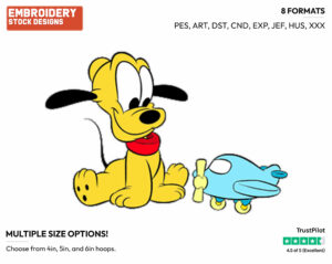 Baby Pluto, Toy Plane - Disney Babies - Embroidery Design in 3 sizes & 8 formats