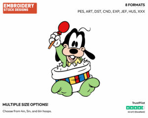 Baby Goofy Playing The Drum - Disney Babies - Embroidery Design in 3 sizes & 8 formats