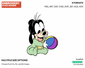 Baby Goofy Playing With Ball - Disney Babies - Embroidery Design in 3 sizes & 8 formats