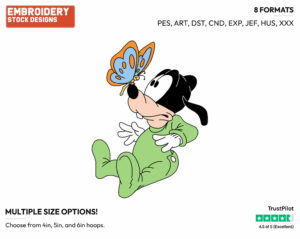 Baby Goofy, Butterfly - Disney Babies - Embroidery Design in 3 sizes & 8 formats