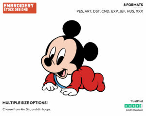 Baby Mickey Crawling - Disney Babies - Embroidery Design in 3 sizes & 8 formats