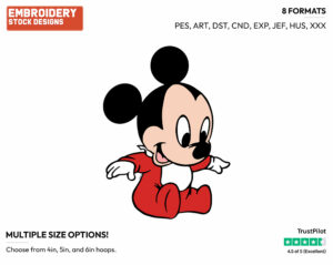 Baby Mickey In Red - Disney Babies - Embroidery Design in 3 sizes & 8 formats