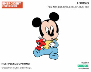 Baby Mickey, Toy Airplane - Disney Babies - Embroidery Design in 3 sizes & 8 formats
