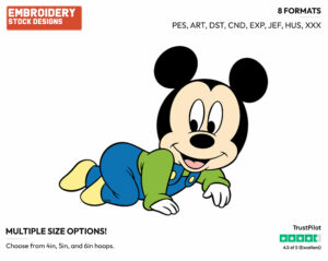 Baby Mickey Crawling - Disney Babies - Embroidery Design in 3 sizes & 8 formats