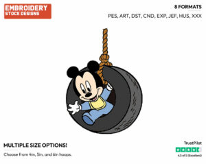 Baby Mickey In Tire Swing - Disney Babies - Embroidery Design in 3 sizes & 8 formats