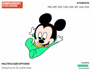 Baby Mickey Jumping Down - Disney Babies - Embroidery Design in 3 sizes & 8 formats