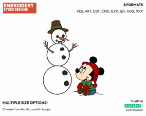 Baby Mickey Building A Snowman - Disney Babies - Embroidery Design in 3 sizes & 8 formats